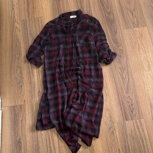 Bella Dahl Burgundy Plaid Shirt Dress